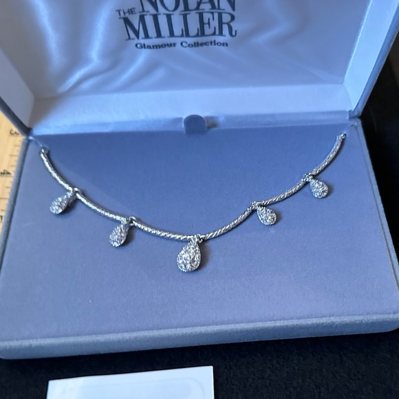Nolan Miller Glamour Collection Necklace teardrop shape sparkle silver - Picture 2 of 5